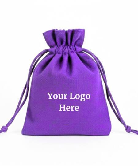 Amethyst Veil Cotton Drawstring Pouches with Custom Logo - 100 Pcs