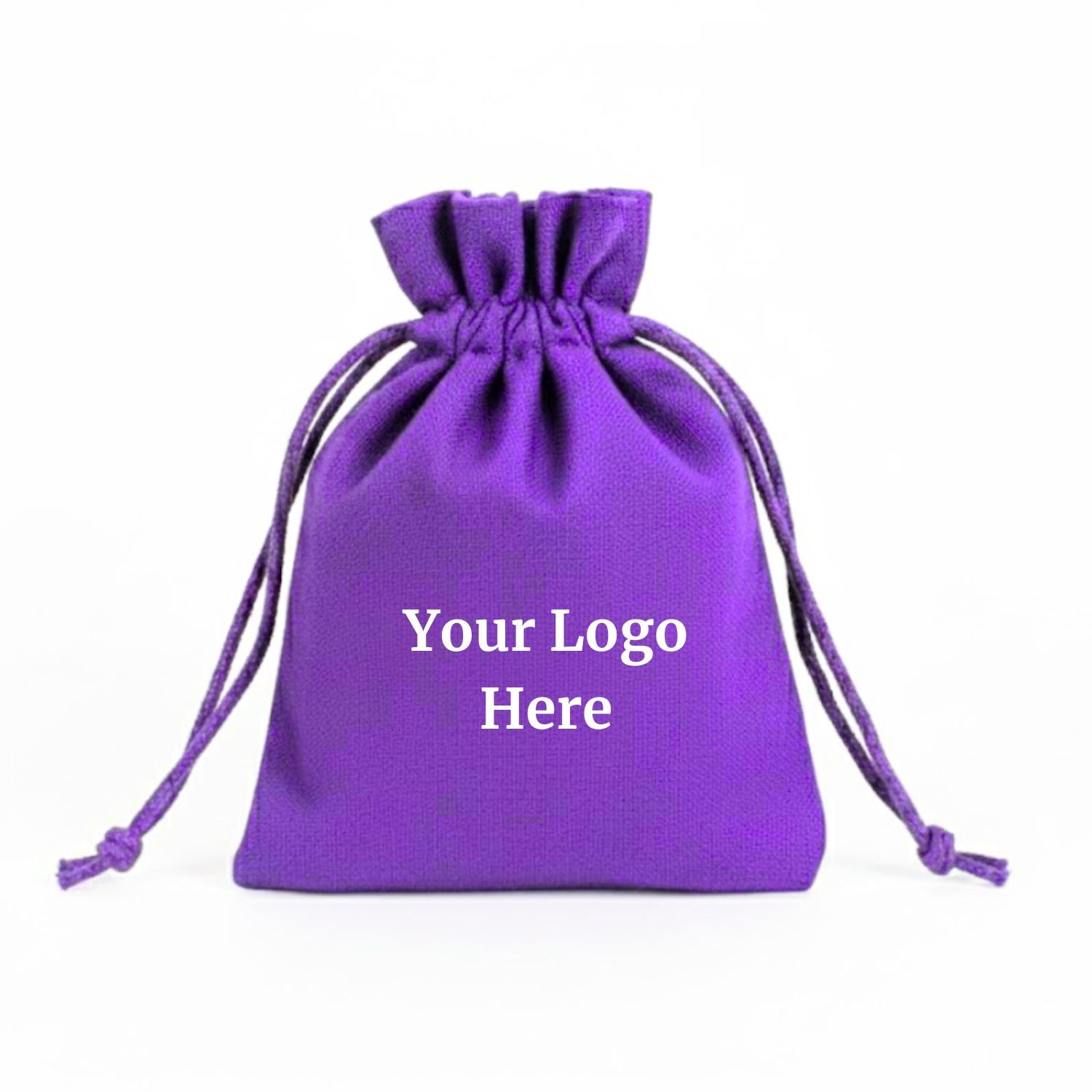 Amethyst Veil Cotton Drawstring Pouches with Custom Logo - 100 Pcs