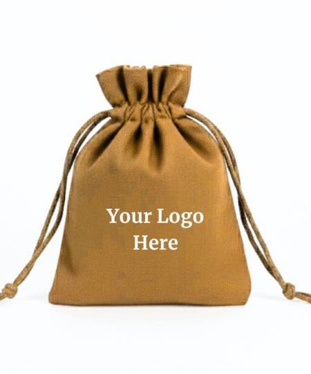 Monarch Gold Cotton Drawstring Pouches with Custom Logo - 100 Pcs