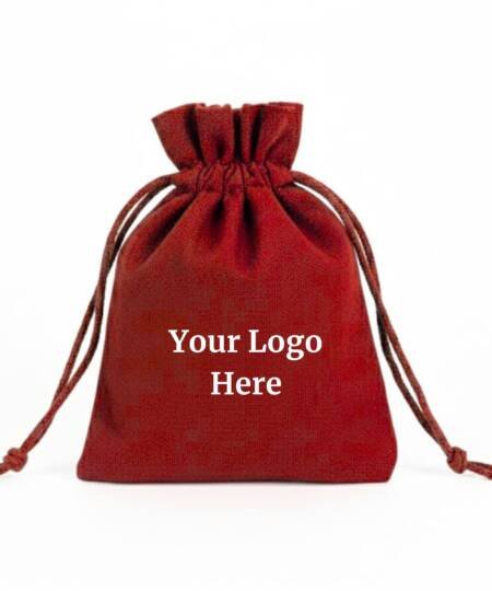 Regal Ruby Cotton Drawstring Pouches with Custom Logo - 100 Pcs