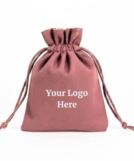 Rose Quartz Cotton Drawstring Pouches with Custom Logo - 100 Pcs