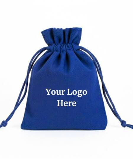 Royal Sapphire Cotton Drawstring Pouches with Custom Logo - 100 Pcs
